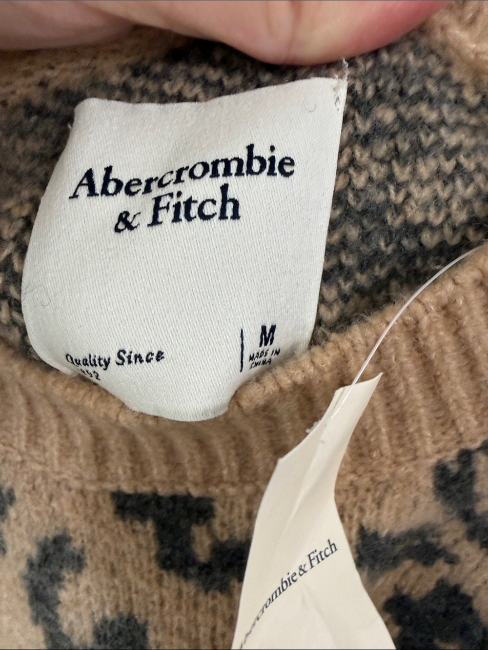 Abercrombie Leopard Print Crewneck Sweater - Tan/Black - Picture 3 of 4
